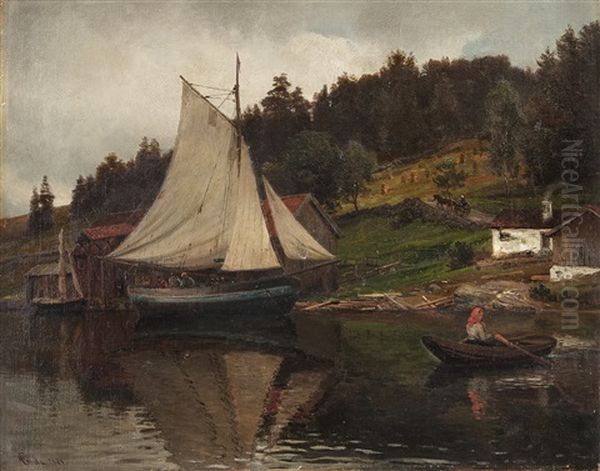 From Sandvika Oil Painting by Hans Frederick Gude