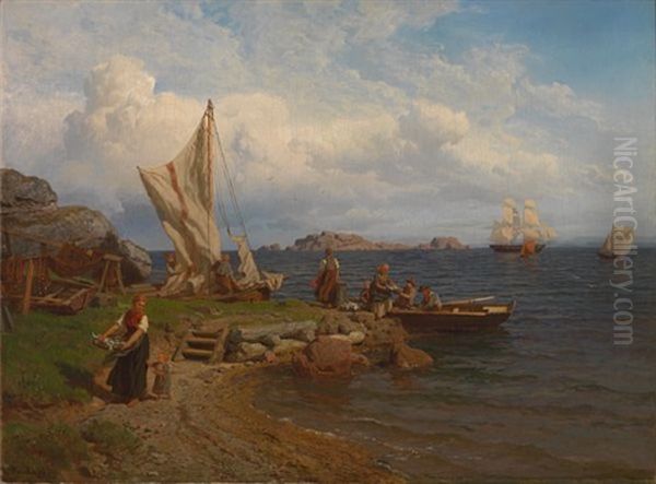 Morgenbris Oil Painting by Hans Frederick Gude