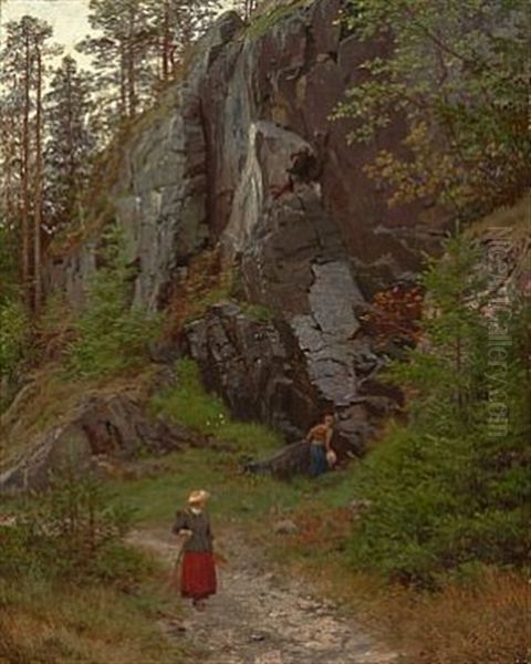 Tur I Skogen Oil Painting by Hans Frederick Gude