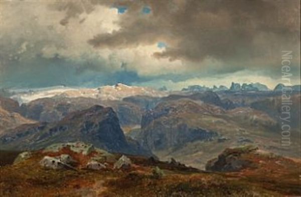 Hoyfjell Oil Painting by Hans Frederick Gude