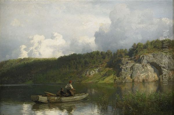 Analkande Ovader Oil Painting by Hans Frederick Gude