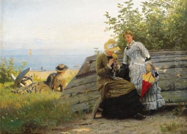 Ladies In The Sunshine Oil Painting by Hans Frederick Gude