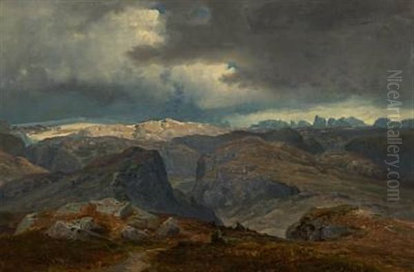 Hoyfjell Oil Painting by Hans Frederick Gude