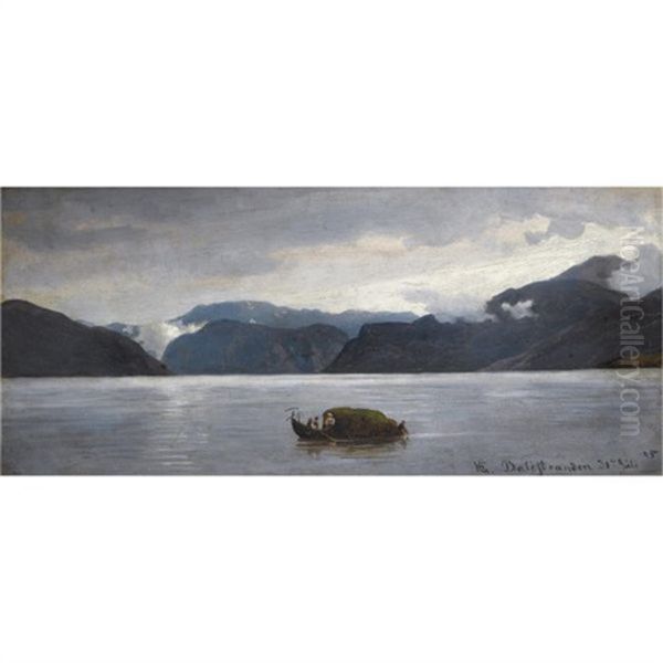 Fra Balestrand-view From Balestrand Oil Painting by Hans Frederick Gude