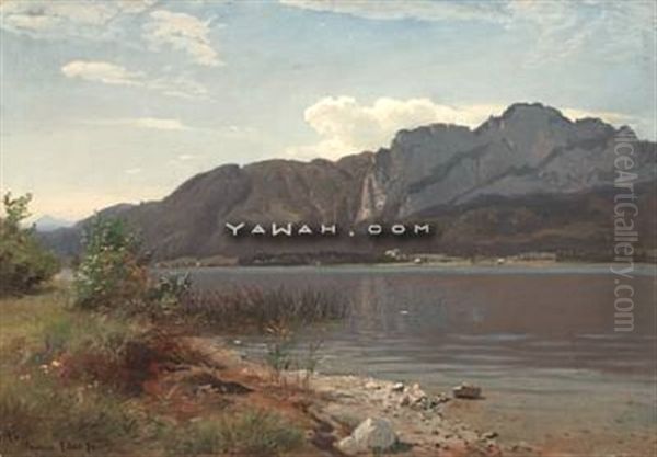 Landskap Fra Drachenwand Ved Mondsee Oil Painting by Hans Frederick Gude