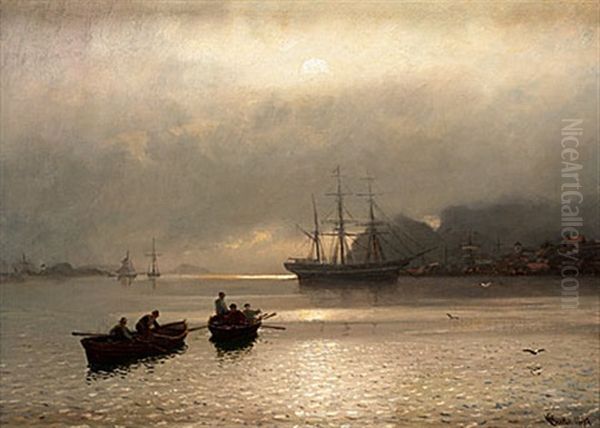 Roddbatar Oil Painting by Hans Frederick Gude