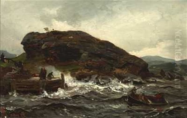 Tordenveirsstudie, Huk Oil Painting by Hans Frederick Gude