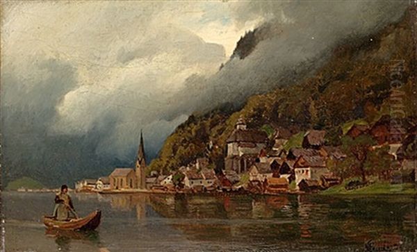 Hallstaetter See Oil Painting by Hans Frederick Gude