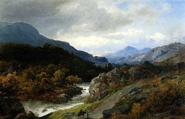 Gebirgslandschaft Oil Painting by Hans Frederick Gude