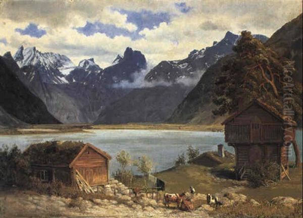 Parti Fra Skodje, Romsdalen Norge Oil Painting by Hans Frederick Gude