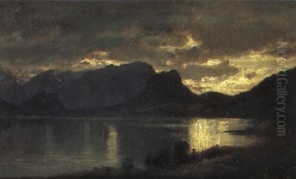 Romdalsfjorden - Skymning Oil Painting by Hans Frederick Gude