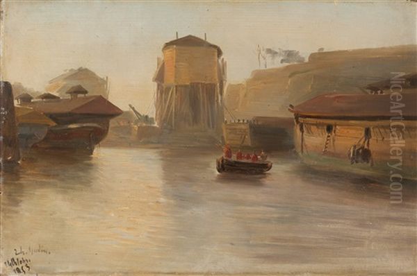 Im Hafen Oil Painting by Baron Jean Antoine Theodore Gudin