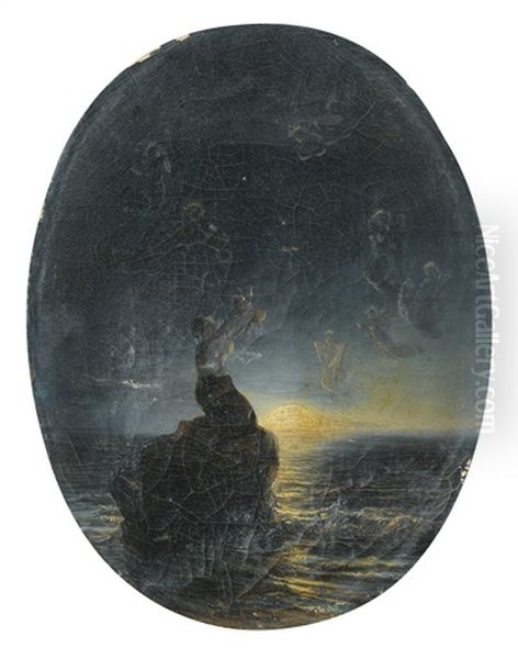 The Castaway Oil Painting by Baron Jean Antoine Theodore Gudin