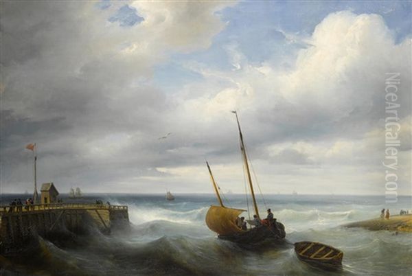 Headed For Open Water Oil Painting by Baron Jean Antoine Theodore Gudin