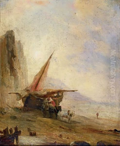 Retour De Peche, Chargement De La Charrette Oil Painting by Baron Jean Antoine Theodore Gudin