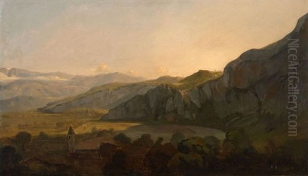 Vue De La Campagne Suisse Oil Painting by Baron Jean Antoine Theodore Gudin