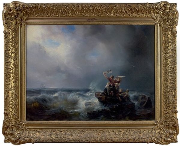 Les Rescapes Oil Painting by Baron Jean Antoine Theodore Gudin