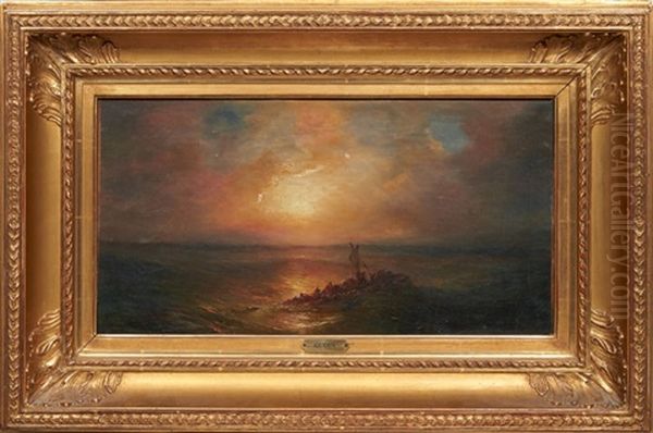 Marine Au Soleil Couchant Oil Painting by Baron Jean Antoine Theodore Gudin