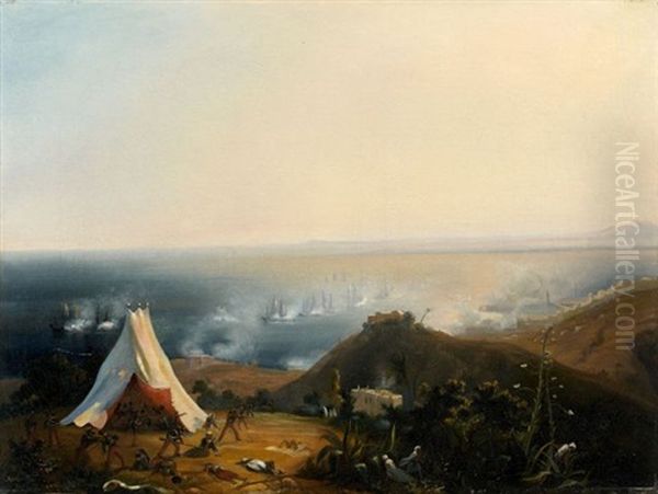 La Conquete D'alger Oil Painting by Baron Jean Antoine Theodore Gudin