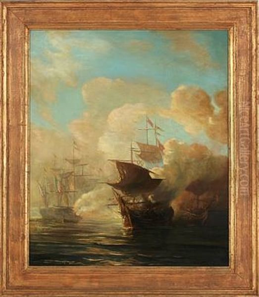 Naval Battle Oil Painting by Baron Jean Antoine Theodore Gudin