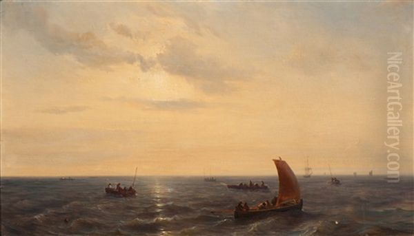 Bringing In The Catch Oil Painting by Baron Jean Antoine Theodore Gudin