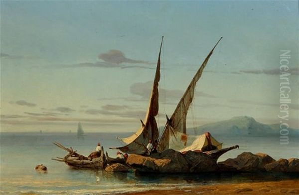 Felouque Au Moyen Orient Oil Painting by Baron Jean Antoine Theodore Gudin