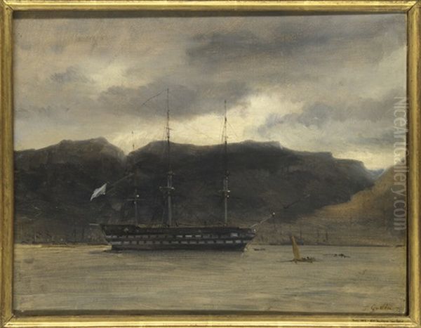 Dreimaster - Marine Oil Painting by Baron Jean Antoine Theodore Gudin