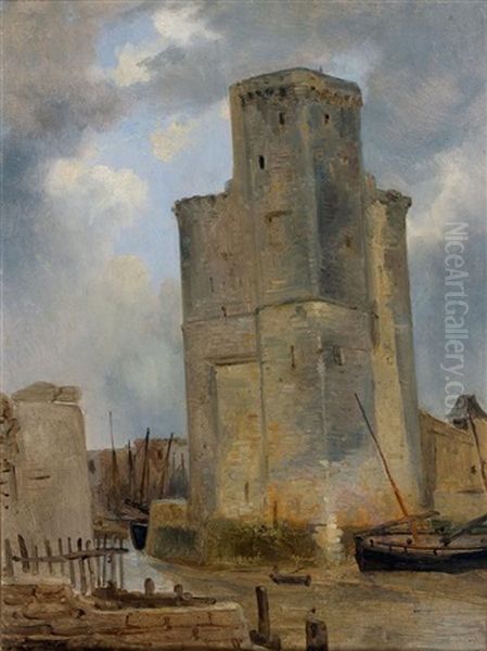 La Tour Saint-nicolas A La Rochelle Oil Painting by Baron Jean Antoine Theodore Gudin