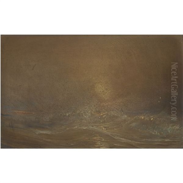 Sunset Over Rough Seas Oil Painting by Baron Jean Antoine Theodore Gudin