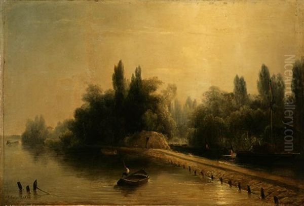 Bords De Riviere Oil Painting by Baron Jean Antoine Theodore Gudin