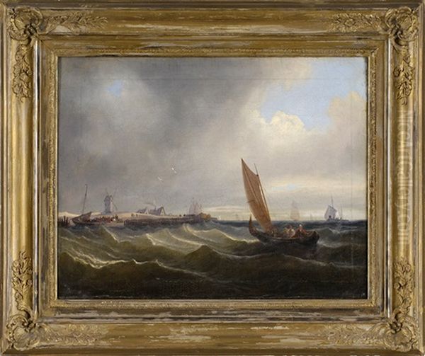 Heimkehr Der Fischerboote Oil Painting by Baron Jean Antoine Theodore Gudin