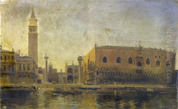 Vue De Venise Oil Painting by Baron Jean Antoine Theodore Gudin