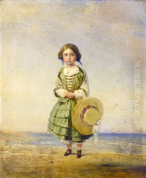 Portrait D'elisabeth, Fille Du Peintre Et Filleule De La Tzarine Maria Fedorovna, Sur La Plage by Baron Jean Antoine Theodore Gudin