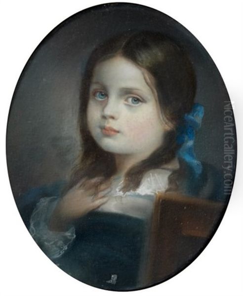 Portrait D'elizabeth Gudin Baronne Meyendorff, Dite Bessy Oil Painting by Baron Jean Antoine Theodore Gudin