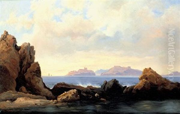 Vue Du Chateau D'if Oil Painting by Baron Jean Antoine Theodore Gudin