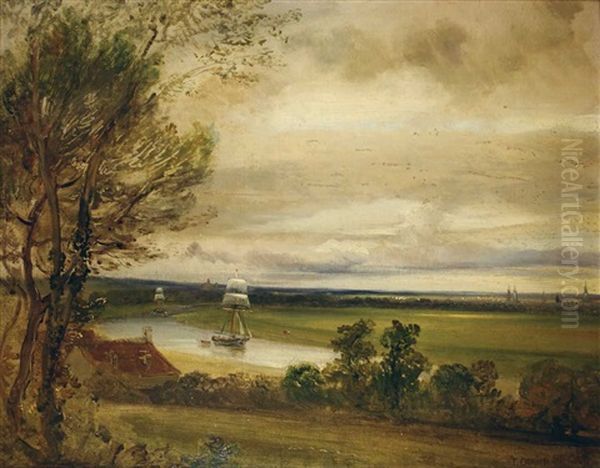 Flusslandschaft Oil Painting by Baron Jean Antoine Theodore Gudin