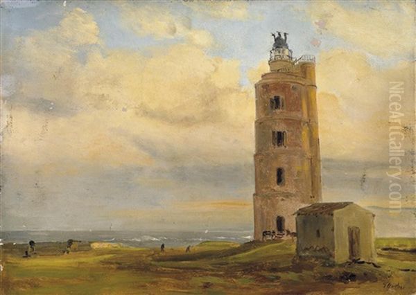 Leuchtturm An Der Nordafrikanischen Kuste. Studie Oil Painting by Baron Jean Antoine Theodore Gudin