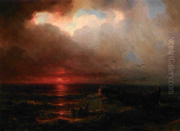 Le Naufrage Oil Painting by Baron Jean Antoine Theodore Gudin