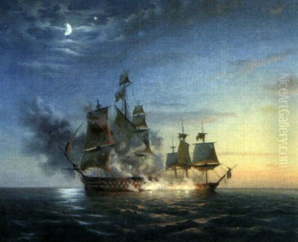 Le Coup De Canon Oil Painting by Baron Jean Antoine Theodore Gudin