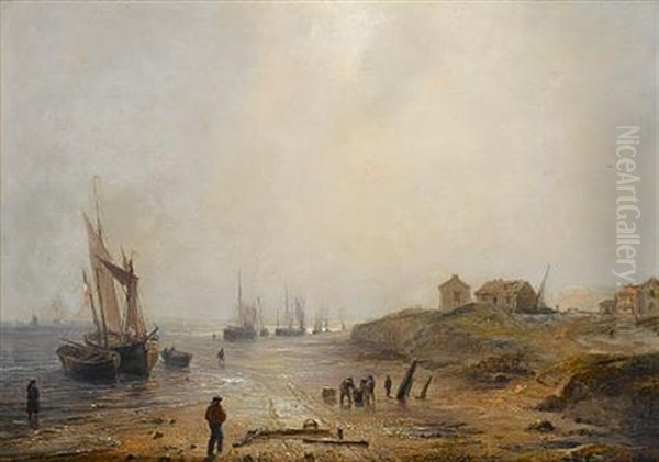 Coastal Scene At Low Tide Oil Painting by Baron Jean Antoine Theodore Gudin