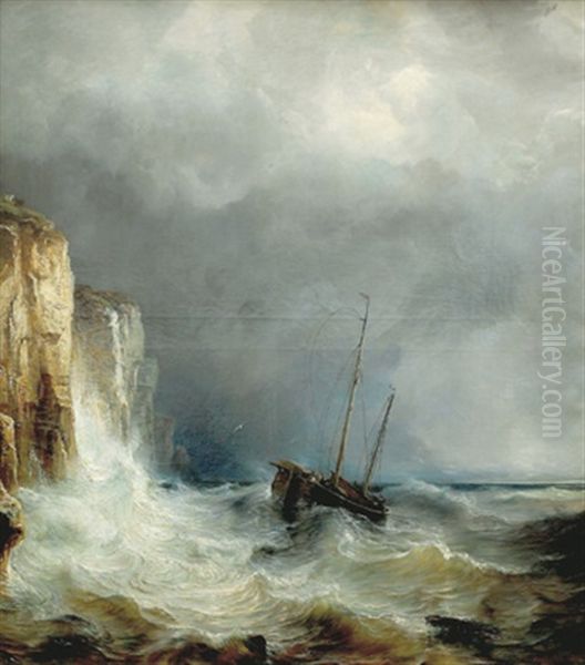 Sturmische See Oil Painting by Baron Jean Antoine Theodore Gudin