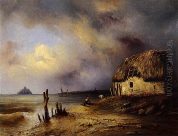 Le Mont Saint Michel Oil Painting by Baron Jean Antoine Theodore Gudin