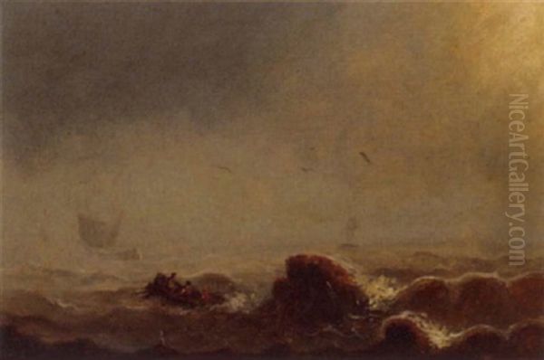 Une Marine Oil Painting by Baron Jean Antoine Theodore Gudin