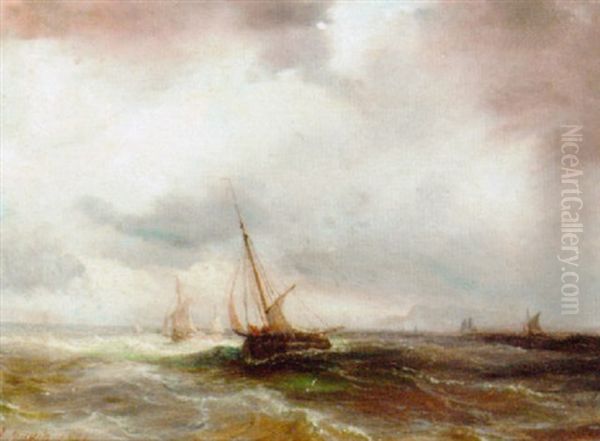 Running Out To Sea In A Squall Oil Painting by Baron Jean Antoine Theodore Gudin