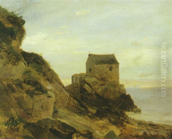 Kapelle An Einer Felsenkuste Oil Painting by Baron Jean Antoine Theodore Gudin