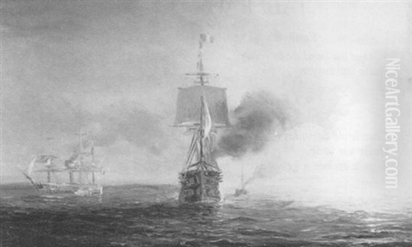 Marine Oil Painting by Baron Jean Antoine Theodore Gudin