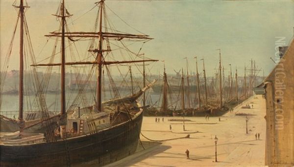 Le Port D'ostende Oil Painting by Henriette Gudin