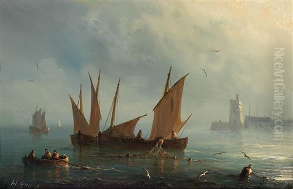 Fischfang Bei Mondlicht by Henriette Gudin