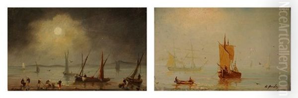 Marine Par Temps De Brume, Marine Au Crepuscule (2 Works) by Henriette Gudin