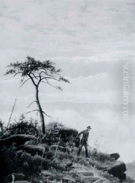 The Mountain Top - Confederate Infantry Platoon Readying For And Attack (lookout Mountain?) Oil Painting by David John Gue